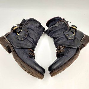 Free People A.S.98 Emerson Engineer Boots in Blue 38 7.5 8